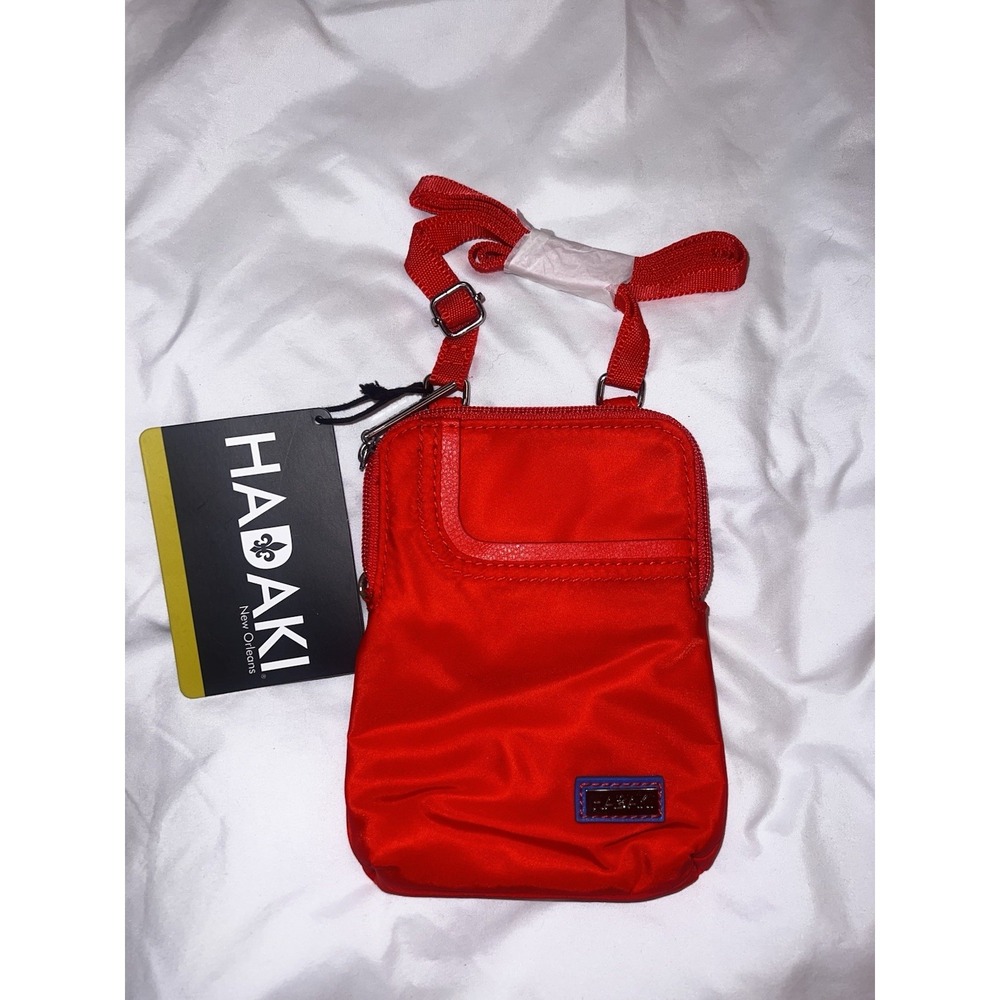 Hadaki Red Solid Crossbody Bag Zipper Accent Adjustable Strap Women